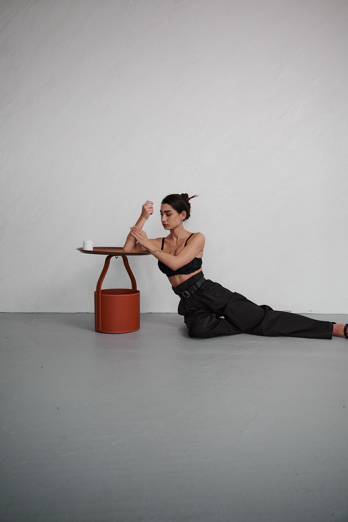 brown tailored trousers