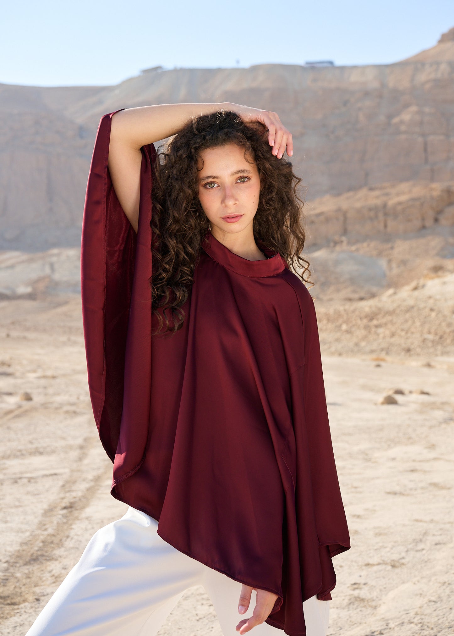 burgundy colored kimono shirt