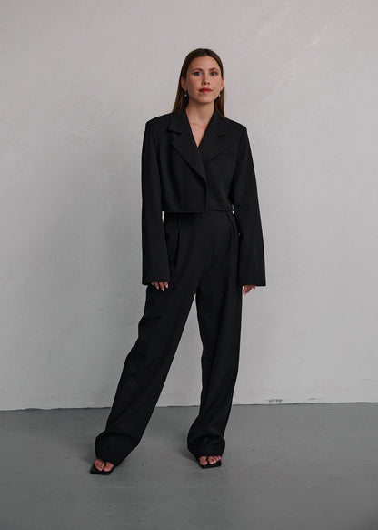 black tailored trousers