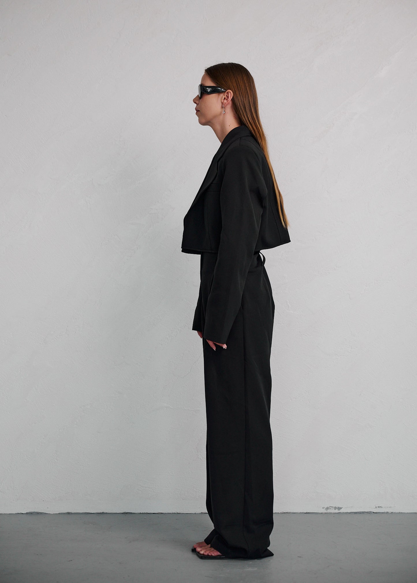 black tailored trousers